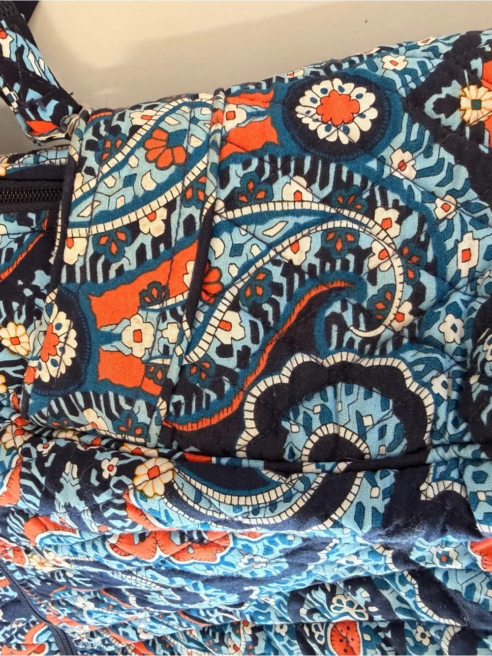 Vera Bradley Stroll Around Baby bag -Quilted Bag in Navy, Teal & Coral Paisley